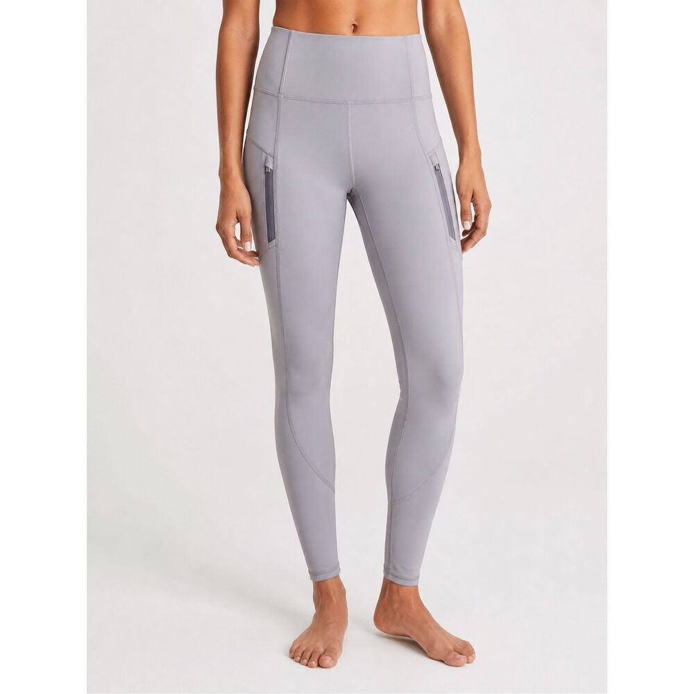 Athleta Rainier Tight Leggings Small Gray High Rise Zip Pocket